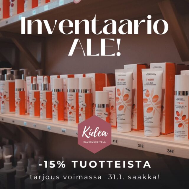 Voisitko auttaa meitä vähän, ettei tarvitse laskea ihan niin kovasti? 😄‼️ Kaikki tuotteet vähintään -15 % ‼️
Inventaarioale alkaa maanantaina ja jatkuu tammikuun loppuun saakka!Lisäksi:
✨ Ekopharman hiustuotteet -25 %
✨ Murumurun kasvotuotteet -25 %Nyt on täydellinen hetki täydentää omat suosikit – ja helpottaa meidän inventaariourakkaa samalla😉
Kiitos kun autat! 🧡