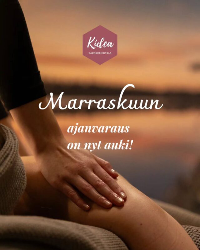 Marraskuun ajanvaraus on nyt auki! ❄️Aikoja on saatavilla rajatummin, eli huoltoajat kannattaa varata nopeasti!Ja hei, nyt suosittelemme, että varaat itsellesi ajan hemmotteluun! Mikä olisi mukavampaa kuin pujahtaa lämmitettyyn hoitopetiin ja nauttia ihanasta hoidosta rentoutuen. 💆🏼♀️Ajanvaraukset:
💻 www.kauneushoitolakidea.fi
📞 044 2425001Tervetuloa Kideaan!