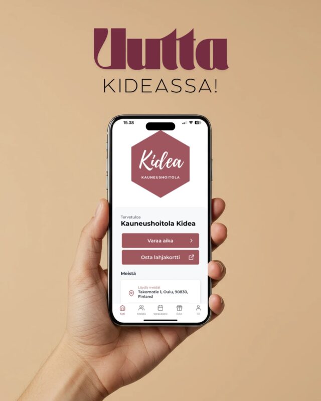 💥Uutisia Kideasta!💥Meillä on oma appi!🥳Kauneushoitola Kidea -applikaatio ladattavissa appstoresta nyt Androideille ja Iphonelle!☝🏻Appin kautta pääset:
💥 Varaamaan aikoja
💥 Tarkastelemaan omia varauksia
💥 Muuttamaan omia varauksia
💥 Näkemään kantis-pistetilanteesiKäy lataamassa kätevä appi itsellesi!📲