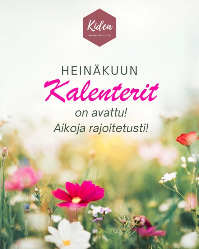 Heinäkuun ajanvarauskalenterit on nyt avattu!🌸Aikoja rajoitetusti kesälomien vuoksi:
Meri vkot 28-29
Emmi vko 29
Emma vkot 30-31
Anni viikot 31-32Nyt kannattaa olla nopeana!☀️
www.kauneushoitolakidea.fi