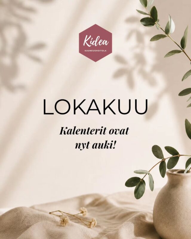 LOKAKUUN AJANVARAUS ON NYT AUKI 🤍Lokakuun ajat ovat nyt varattavissa!
Aikoja on tällä hetkellä saatavilla tavallista rajatummin, joten jos olet suunnitellut hemmottelua tai huoltoa lokakuulle, kannattaa oma aika varata hyvissä ajoin.Ajanvaraus toimii osoitteessa
www.kauneushoitolakidea.fiNähdään Kideassa 🥰🤍