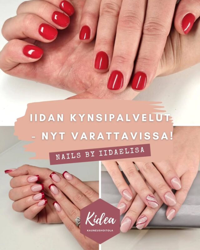Muutoksia ajanvaraukseen! 🤩👉🏻Iidan kynsipalvelut löytyvät nyt omasta kategoriastaan ajanvarauksessa,
'Nails by Iidaelisa Kynsipalvelut" -nimellä.Iida on Kidean uusi kynsiteknikko ja tekee kynsipalvelut rauhallisella ja huolellisella otteella. Pidempi palvelun kesto on huomioitu hinnoittelussa, joten palvelut ovat alkuun edullisempia. 🤗Jos sinulla ei ole kiire ja arvostat huolellista lopputulosta, tämä on täydellinen hetki varata kynsiaika! 💅➡️Ajanvaraus osoitteessawww.kauneushoitolakidea.fi