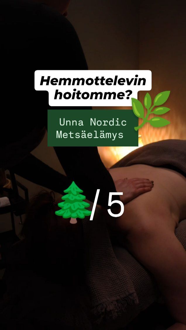 Unna Nordic METSÄELÄMYS 🌿

Meidän ikisuosikki hemmotteluhoito!
Tätä menee paljon lahjakorttihoitoina, ja syystä. 
Metsäelämys hellii kaikkia aisteja💚

Oletko sinä saanut kokea Metsäelämyksen?
