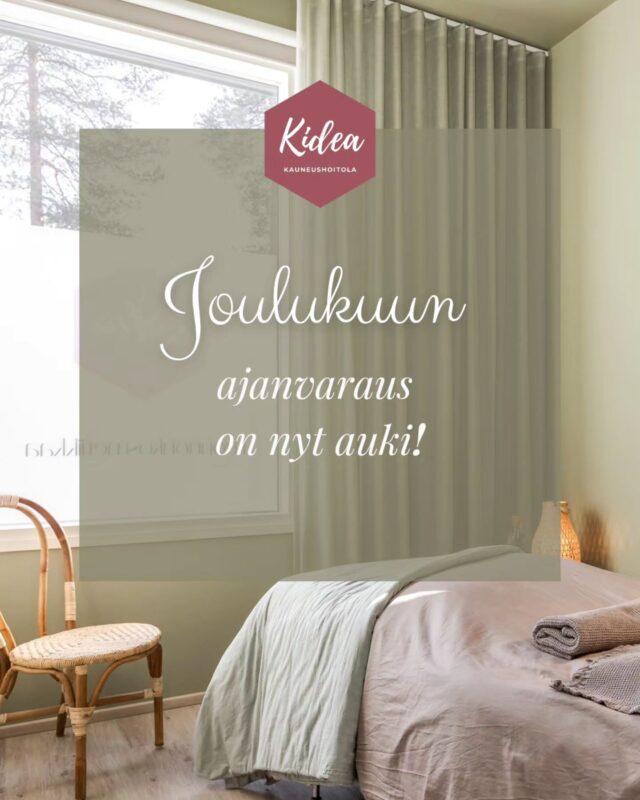 JOULUKUUN ajanvarauskalenteri on nyt auki! ✨ Näin se vain aika kuluu ja yhtäkkiä ollaan miettimässä joulun aikatauluja 😅Eli jos tarvitset huoltoaikoja tai tavoittelet ilta-aikoja, nyt kannattaa olla nopeana!Ajanvaraukset
💻 kauneushoitolakidea.fi
📞044 2425001Tervetuloa Kideaan! ❤️