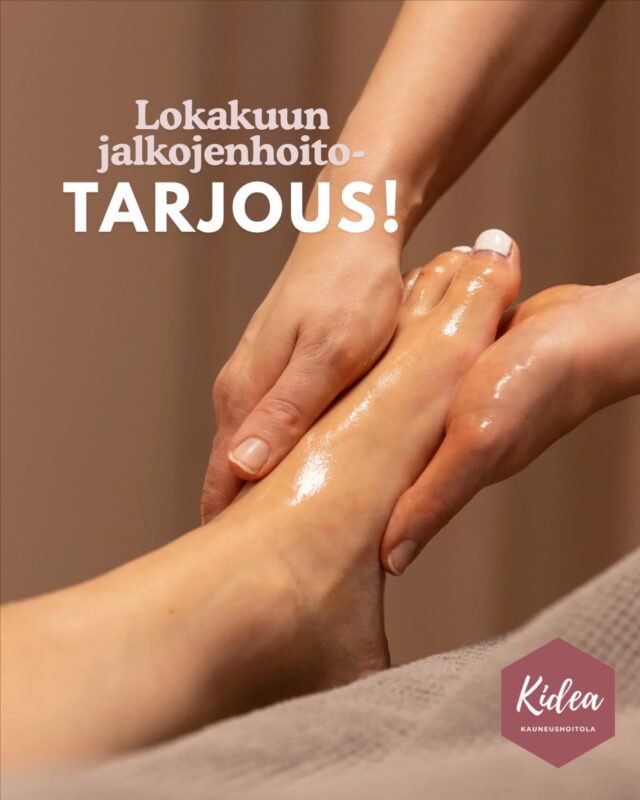 Huipputarjous!🦶Kaipaako jalat kesän jälkeen huolenpitoa? Nyt on kampanja, josta saat avun!😍Varaa aika jalkojenhoitaja Tiinalle lokakuulle ja saat lahjaksi jalkojenhoitopakkauksen!🤩 Kirjoita varauksen yhteyteen viesti ”lahja”!🎁Ekopharma Karpalo Soft Feet pakkaus sisältää jalkavoiteen ja hohkakiviraspin! Pakkauksen arvo 24€!✨Tiinalle on aikoja rajoitetusti vain la 11.10. ja la 25.10. Joten kannattaa olla nopea!🏃💨Varaa aika Kauneushoitola Kidean appista, nettiajanvarauksesta tai soittamalla! Löydät ajat Terveydenhoidolliset jalkahoidot.💻📱