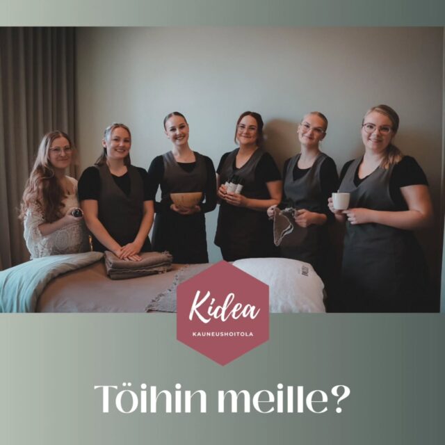✨Etsimme kosmetologia Kidean tiimiin!✨Osa-aikainen työ sopimusyrittäjänä – mahdollisuus myöhemmin kokoaikaisuuteen.🩷Haemme hyvää tyyppiä, jolla on sydän paikallaan ja intohimo asiakastyöhön. Ripsi- tai kynsiosaaminen plussaa, muttei pakollista. Työ alkaa sopimuksen mukaan – mahdollisimman pian!Meillä työskentelet:🌸kotimaisen kosmetiikan ja luonnonkosmetiikan parissa🌸ihanassa hoitola- & myymäläympäristössä🌸osana lämminhenkistä ja asiantuntevaa tiimiäKiinnostuitko? 😍Lähetä vapaamuotoinen hakemus tai kysy lisätietoja:info@kauneushoitolakidea.fiTutustu Kideaan:
www.kauneushoitolakidea.fi